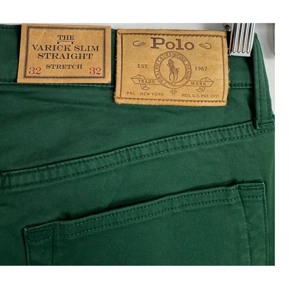 Polo Ralph Lauren Varick Slim Straight sz 32x32 Green Stretch preppy academia